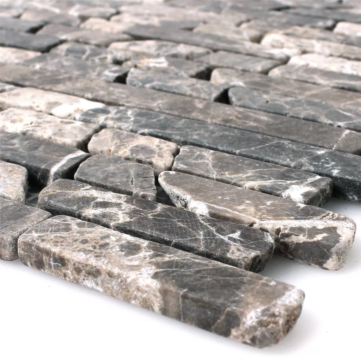 Mozaik Pločice Mramor Prirodni Kamen Impala Smeđa Rezan Mlazom Plamena