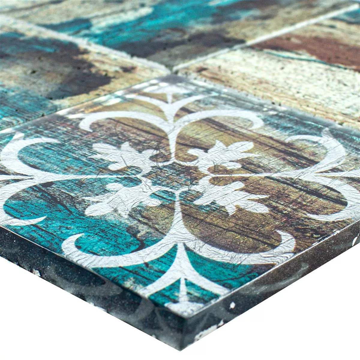 Stakleni Mozaik Pločice Imitacija Drva Howland Bež Zelena Q98