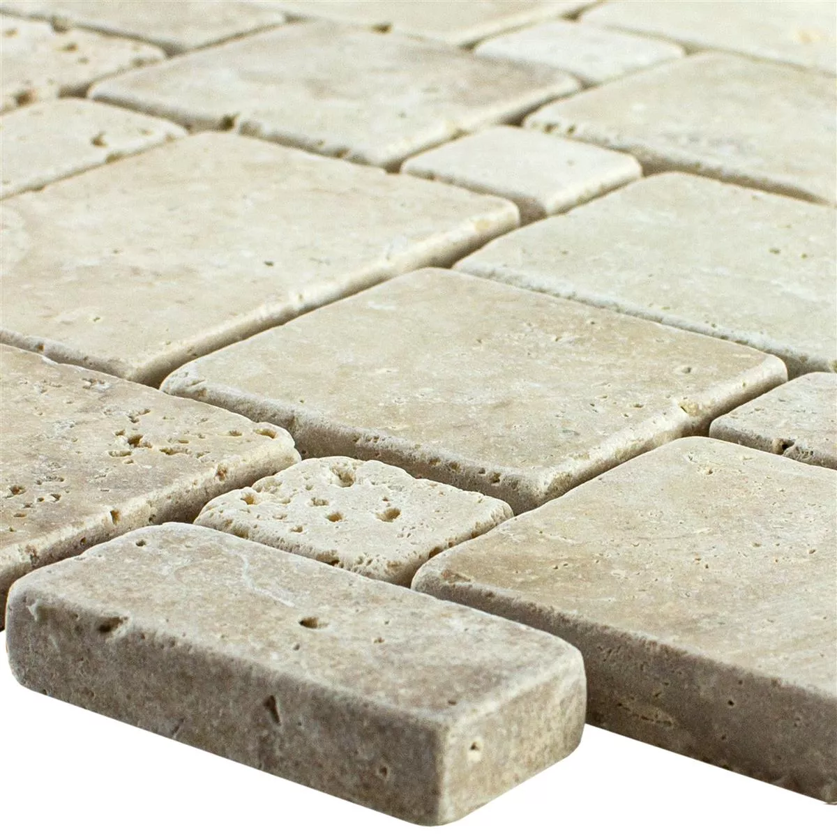 Prirodni Kamen Travertin Mozaik Pločice LaGrange Bež