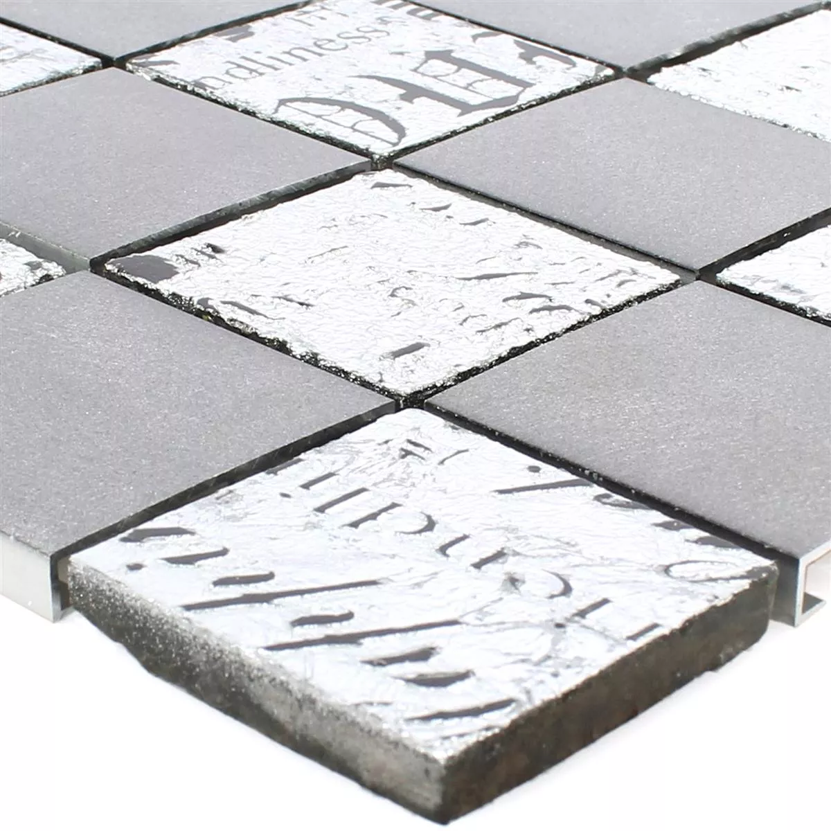 Mozaik Pločice Metal Prirodni Kamen Parole Crna Srebrna