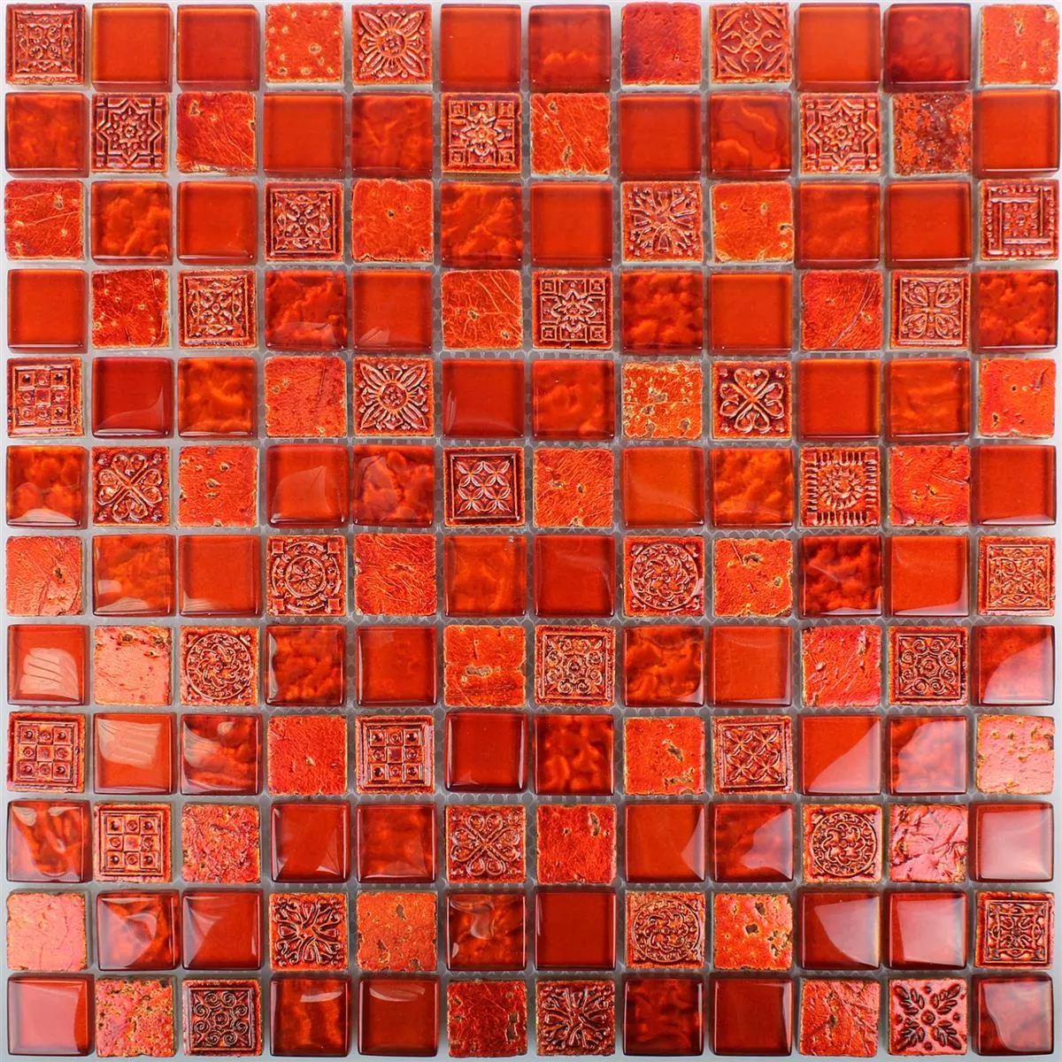Mozaik Pločice Georgia Staklo Prirodni Kamen Mix Crvena