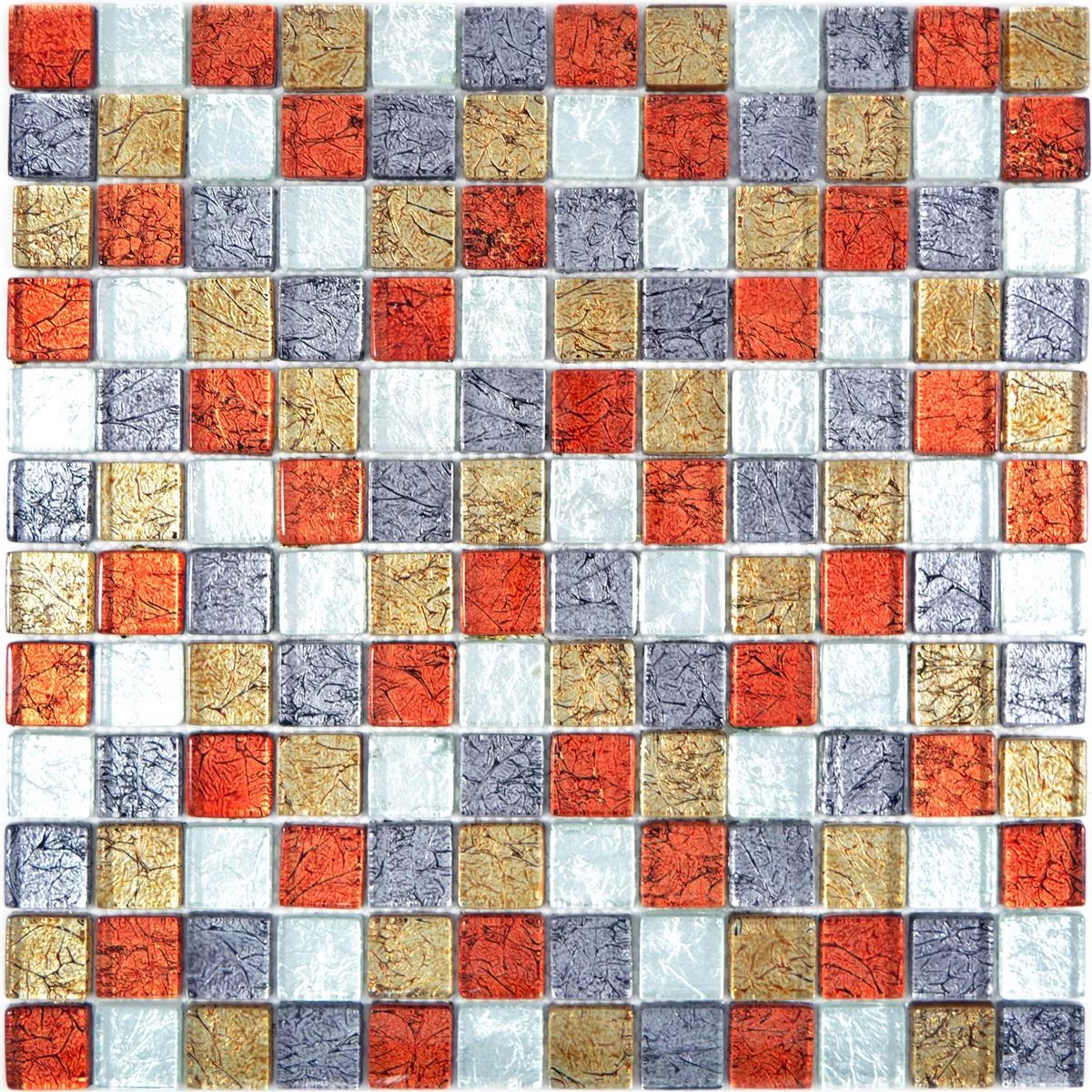 Stakleni Mozaik Pločice Curlew Crvena Smeđa Srebrna Kvadrat 23