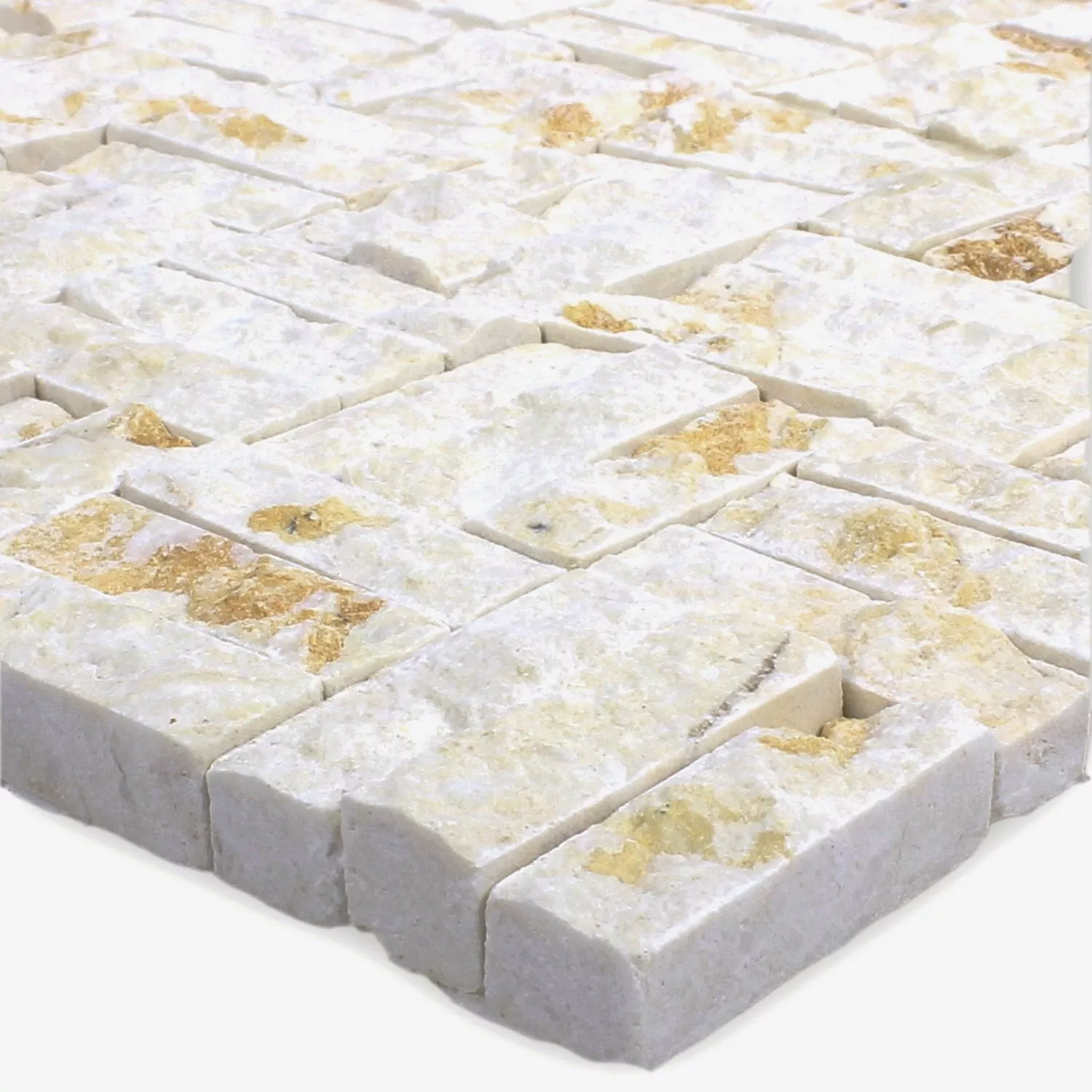 Mozaik Pločice Prirodni Kamen Parkett Splitface 3D Bež
