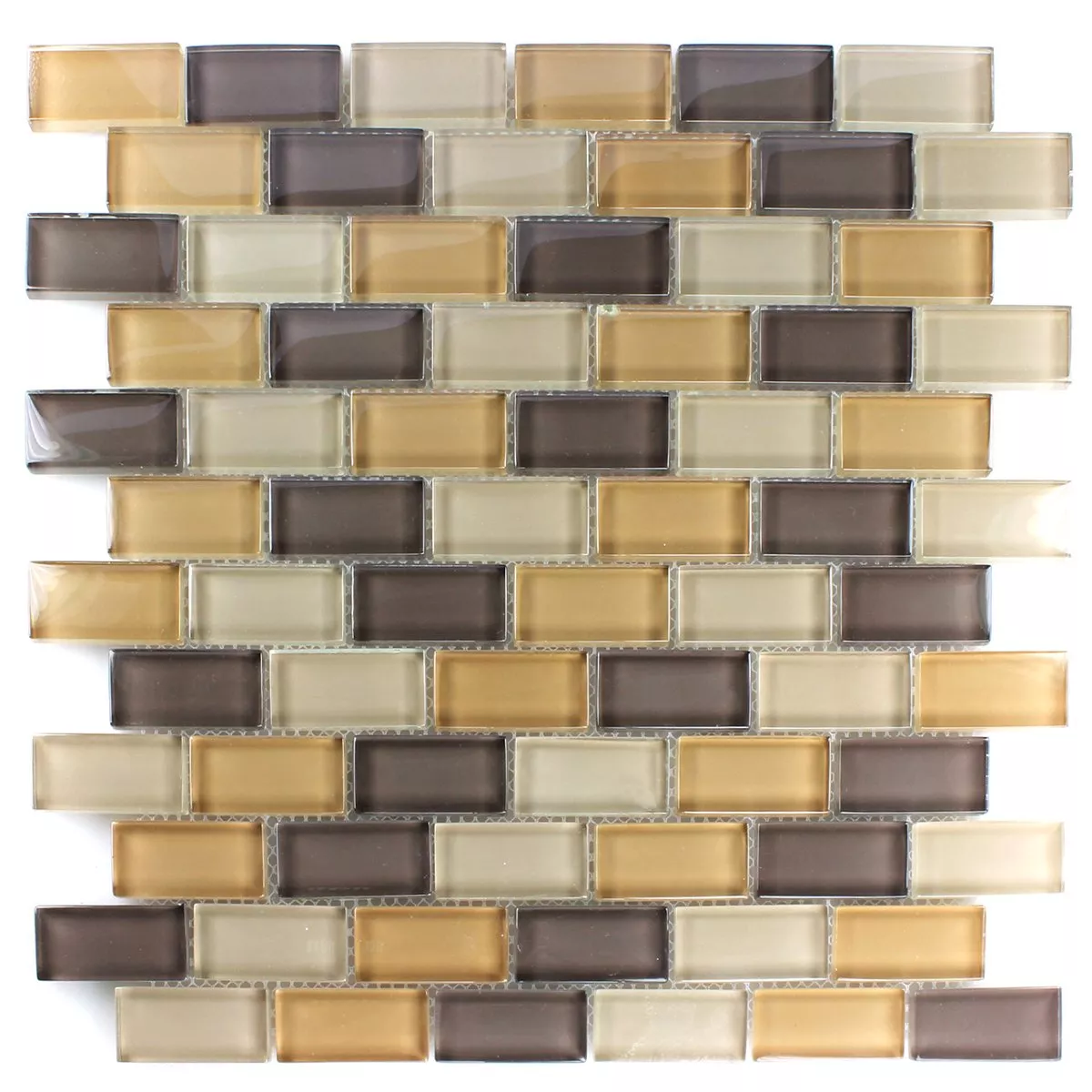 Mozaik Pločice Staklo Brick Smeđa Mix