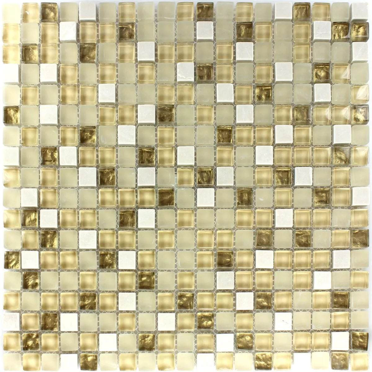 Mozaik Pločice Staklo Prirodni Kamen Bijela Zlatna Mix