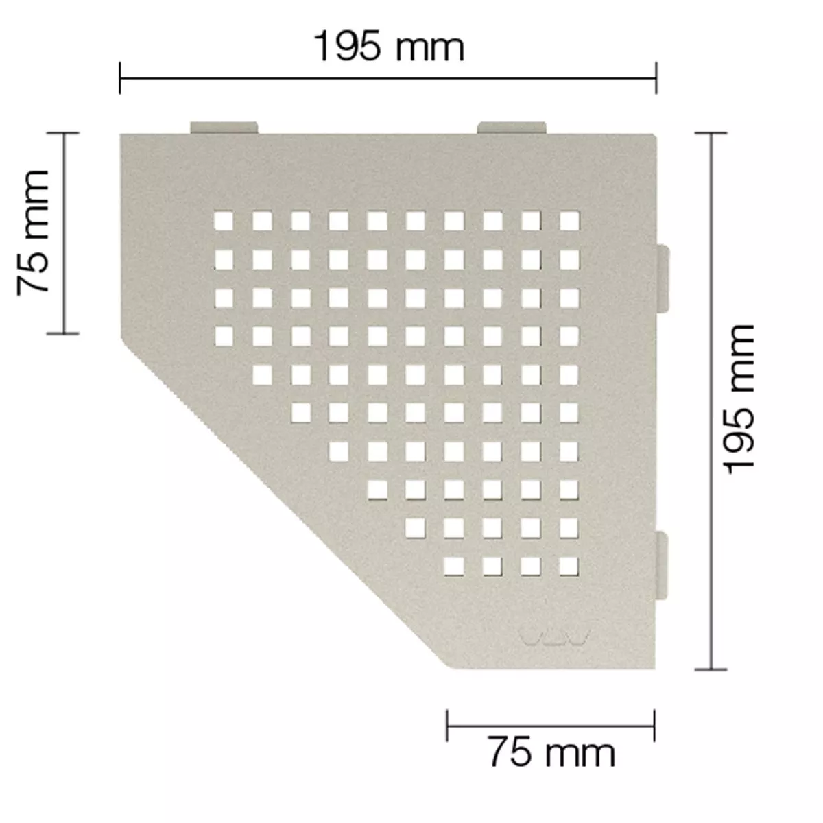 Zidna polica za tuš kabinu Schlüter 5eck 19,5x19,5 cm Square Cream