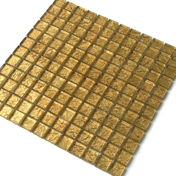 Stakleni Mozaik Pločice 23x23x8mm Zlatna Metal