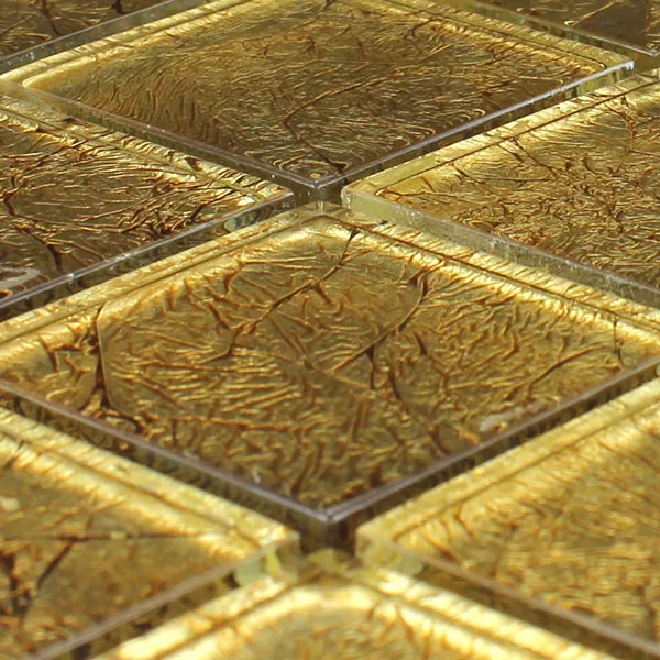 Uzorak Stakleni Mozaik Pločice  Zlatna Metal