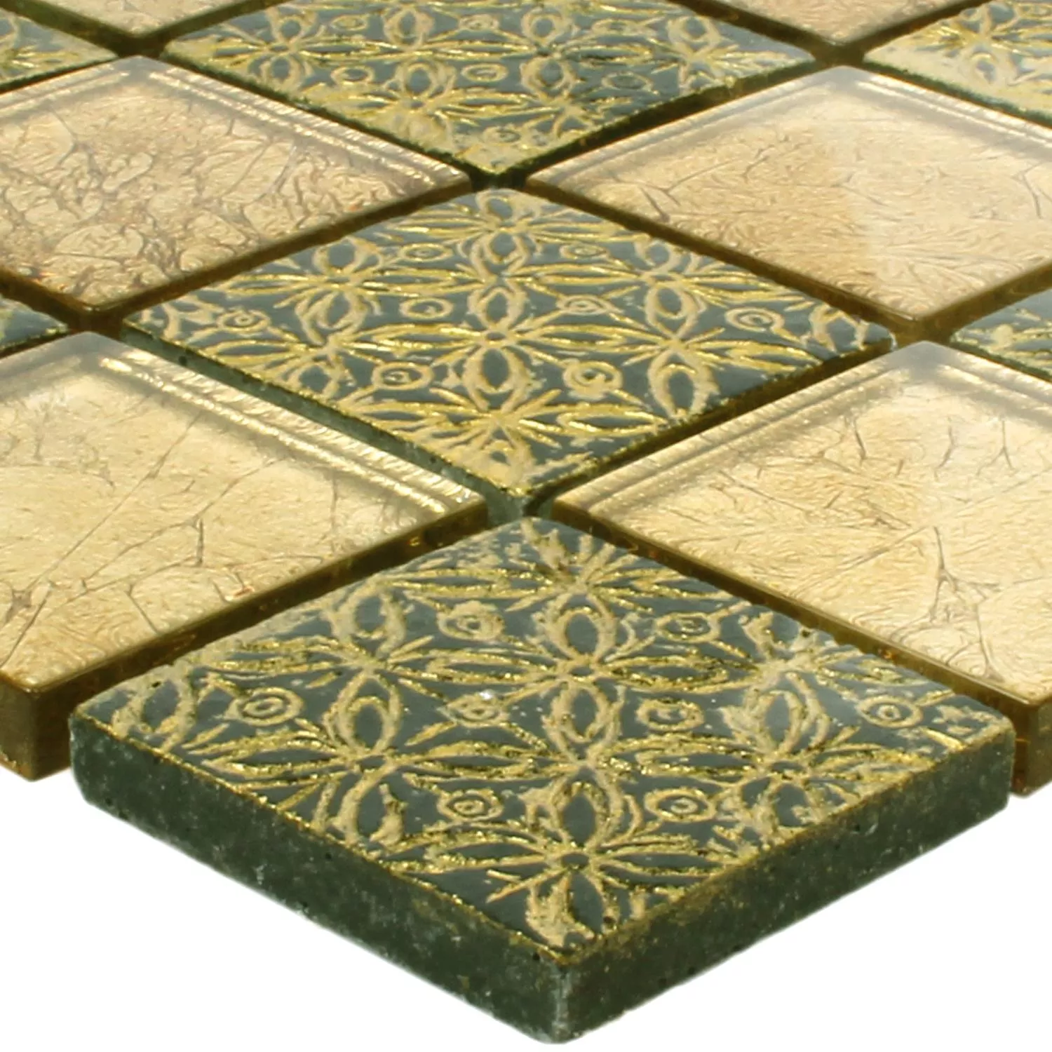 Mozaik Pločice Staklo Prirodni Kamen Friesia Zlatna