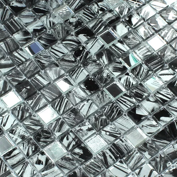 Stakleni Mozaik Ogledalo Siva Mramorni 15x15x6mm