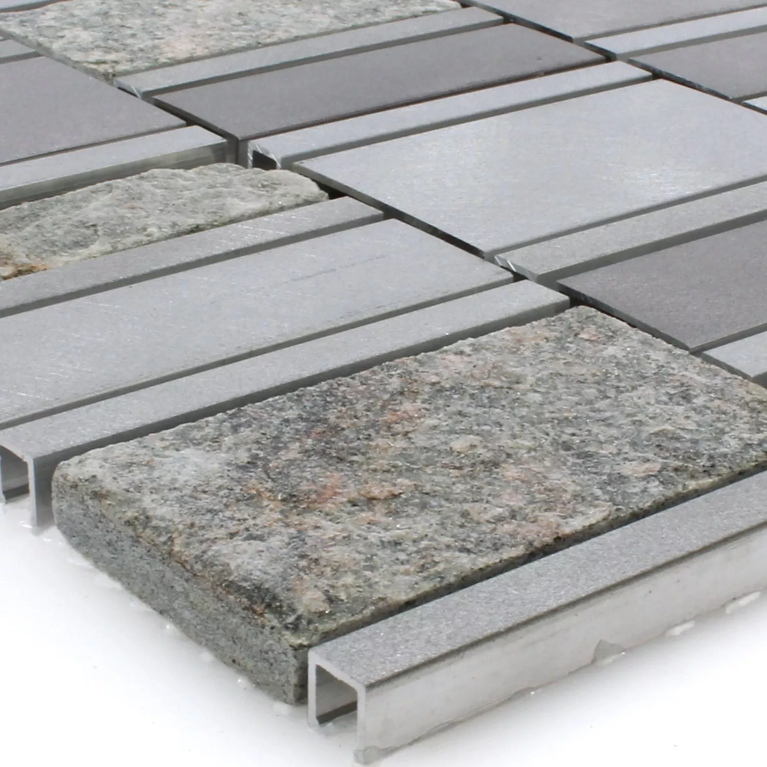 Mozaik Pločice Prirodni Kamen Aluminij Avanti Siva