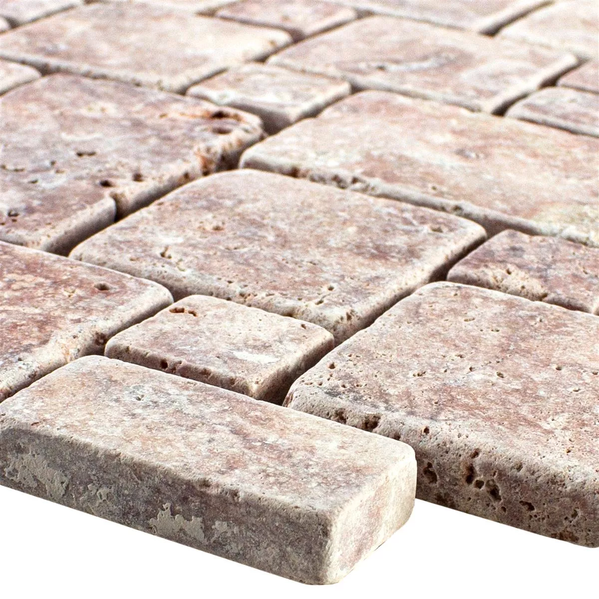 Prirodni Kamen Travertin Mozaik Pločice LaGrange Crvena Prirodni Kamen Travertin Mozaik Pločice LaGrange Crvena