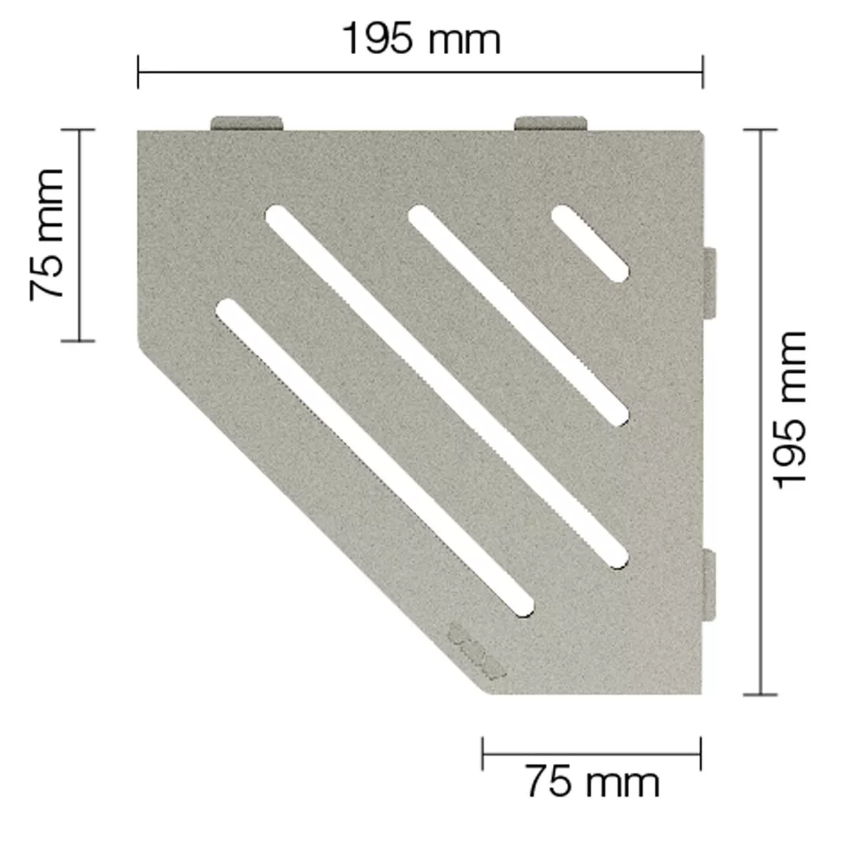 Zidna polica za tuš kabinu Schlüter 5-kutna 19,5x19,5 cm Wave Grey