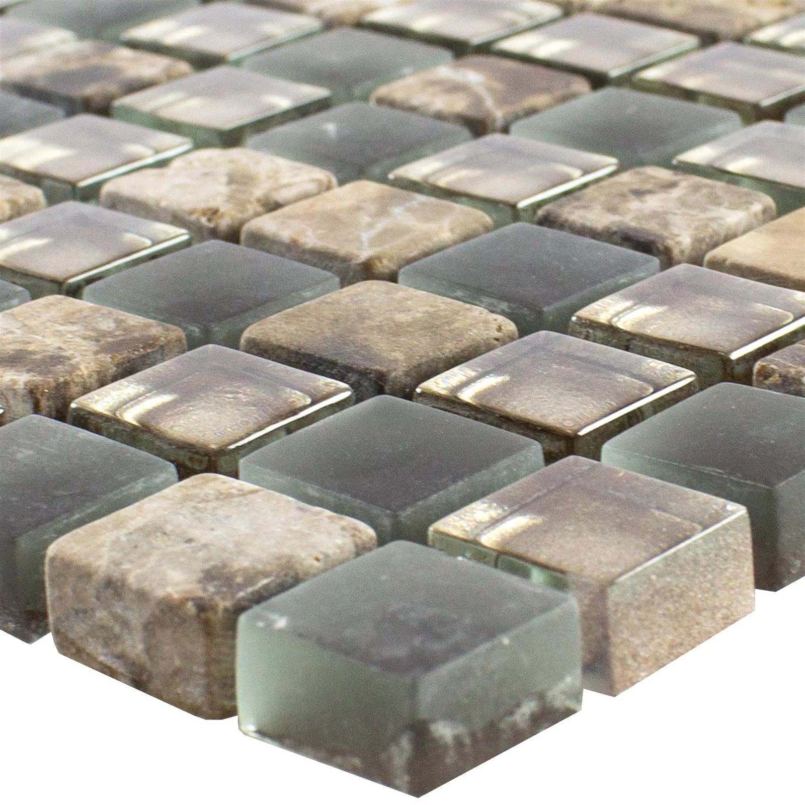 Mozaik Staklo Prirodni Kamen Pločice Hayrabey Tamnosmeđa