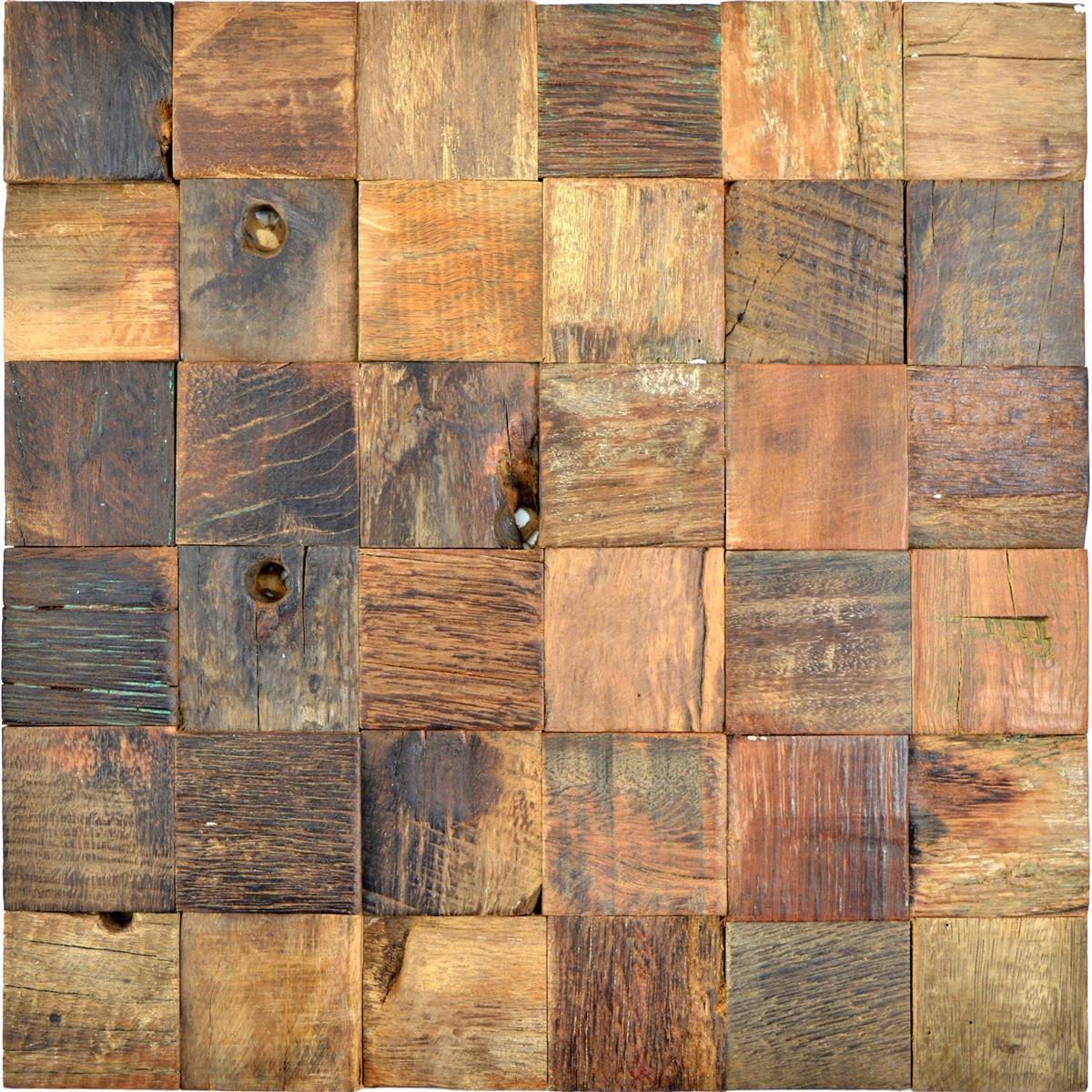 Drvo Mozaik Pločice Bredon 3D Smeđa Kvadrat