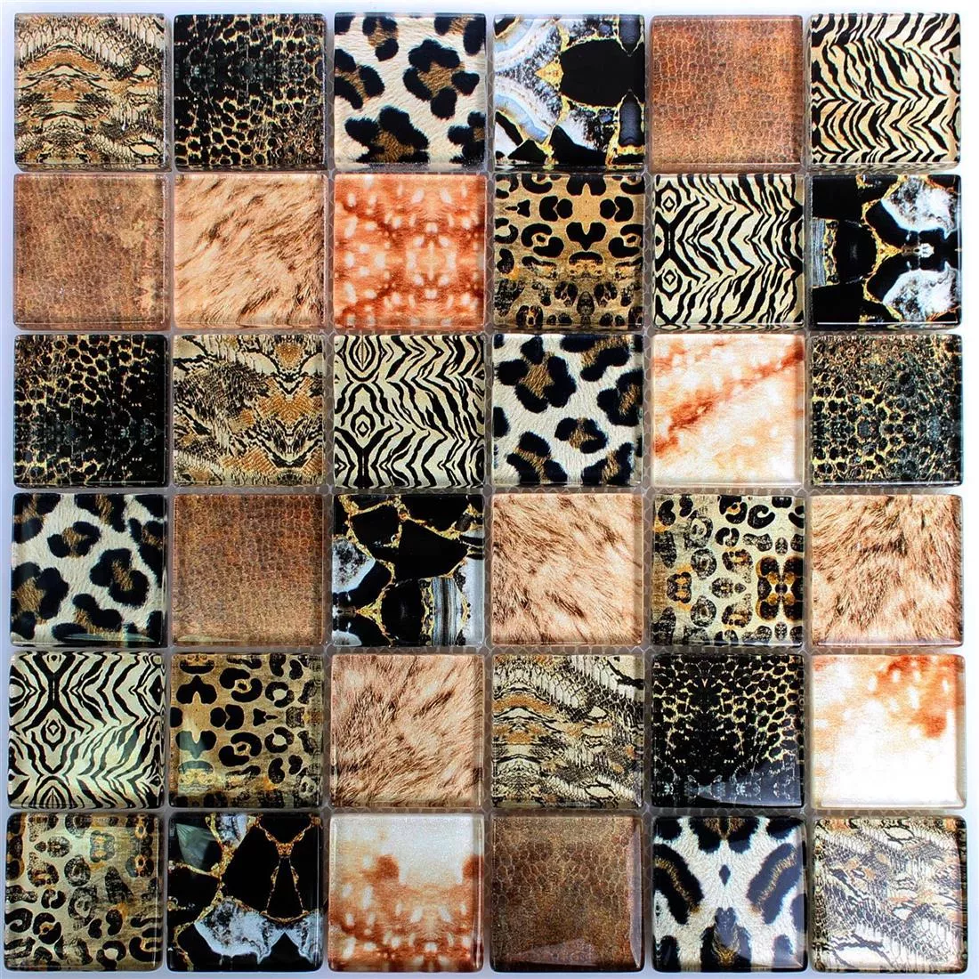 Stakleni Mozaik Pločice Safari Crna Bež