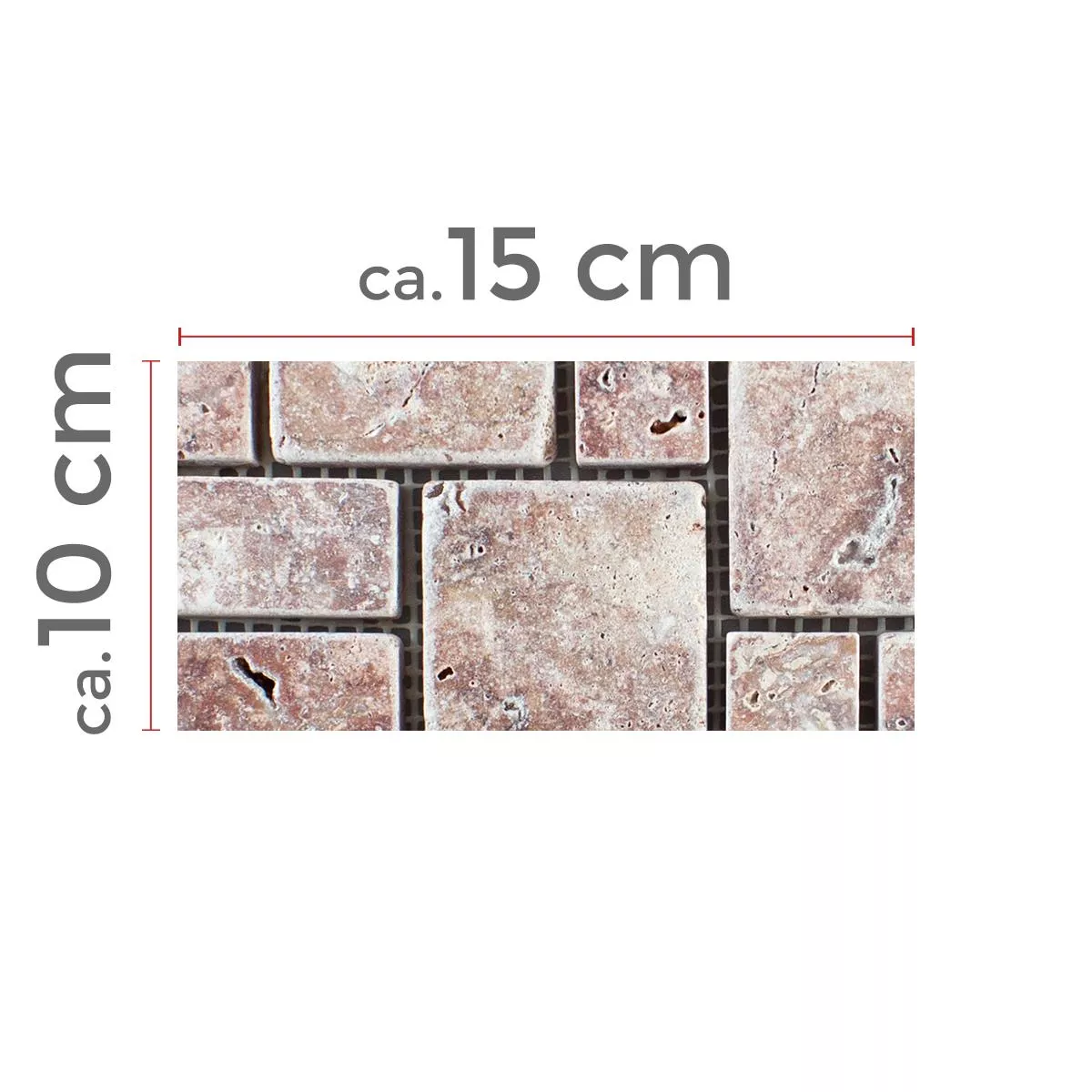 Uzorak Prirodni Kamen Travertin Mozaik Pločice LaGrange Crvena