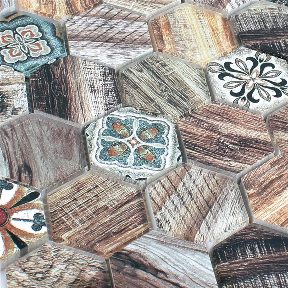 Staklo Mozaik Od Prirodnog Kamena Eritrea Imitacija Drva Smeđa Siva