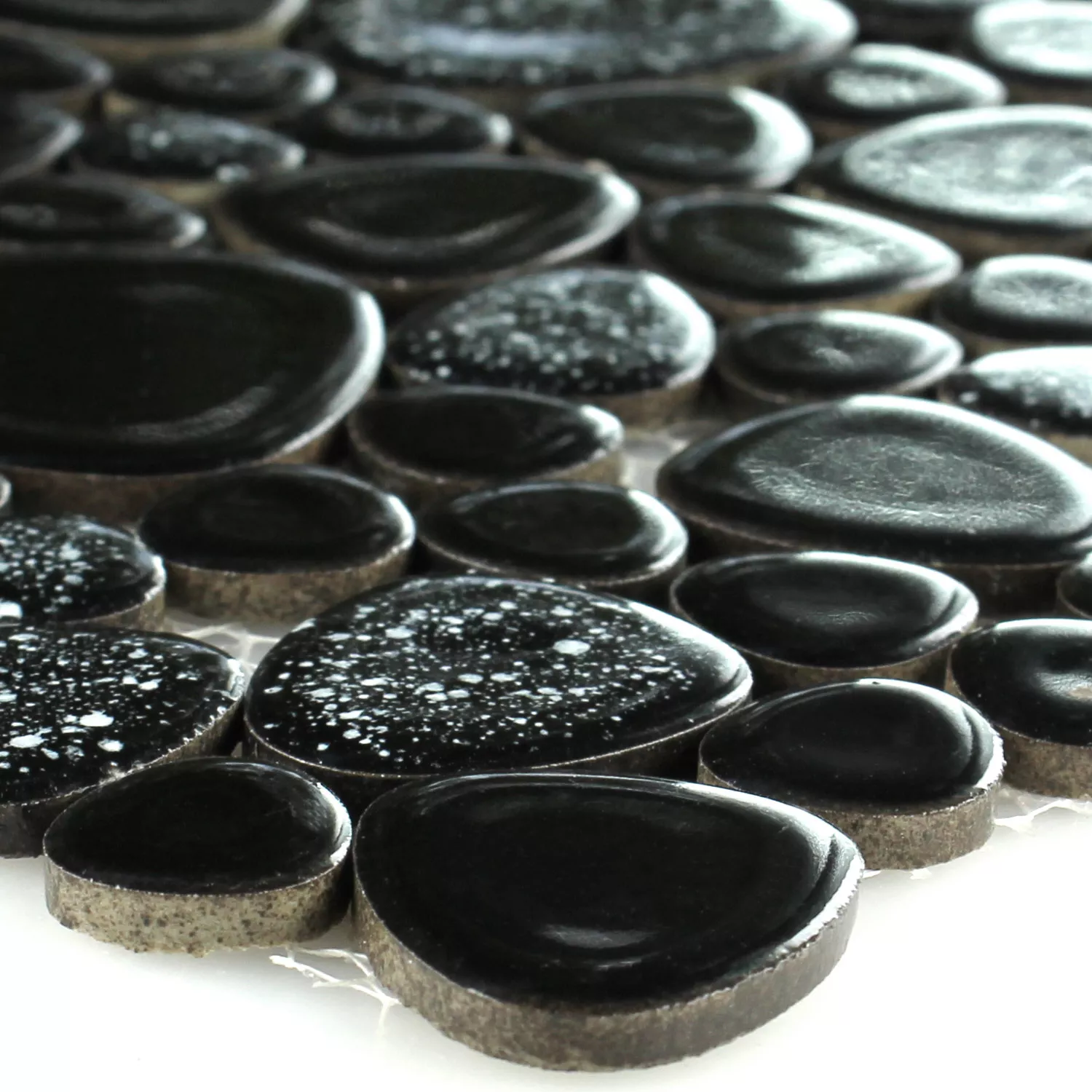 Uzorak Mozaik Pločice Keramika Riječni Oblutak Crna