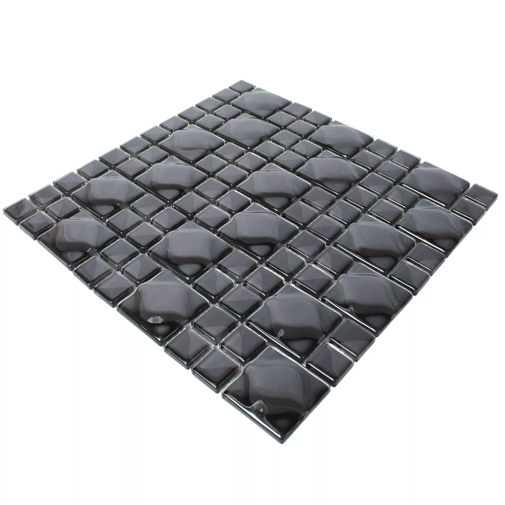 Uzorak Stakleni Mozaik Pločice Nokta Crna Siva 3D