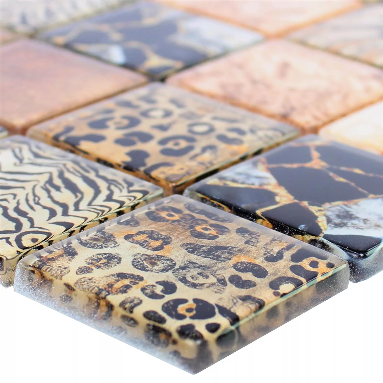 Stakleni Mozaik Pločice Safari Crna Bež