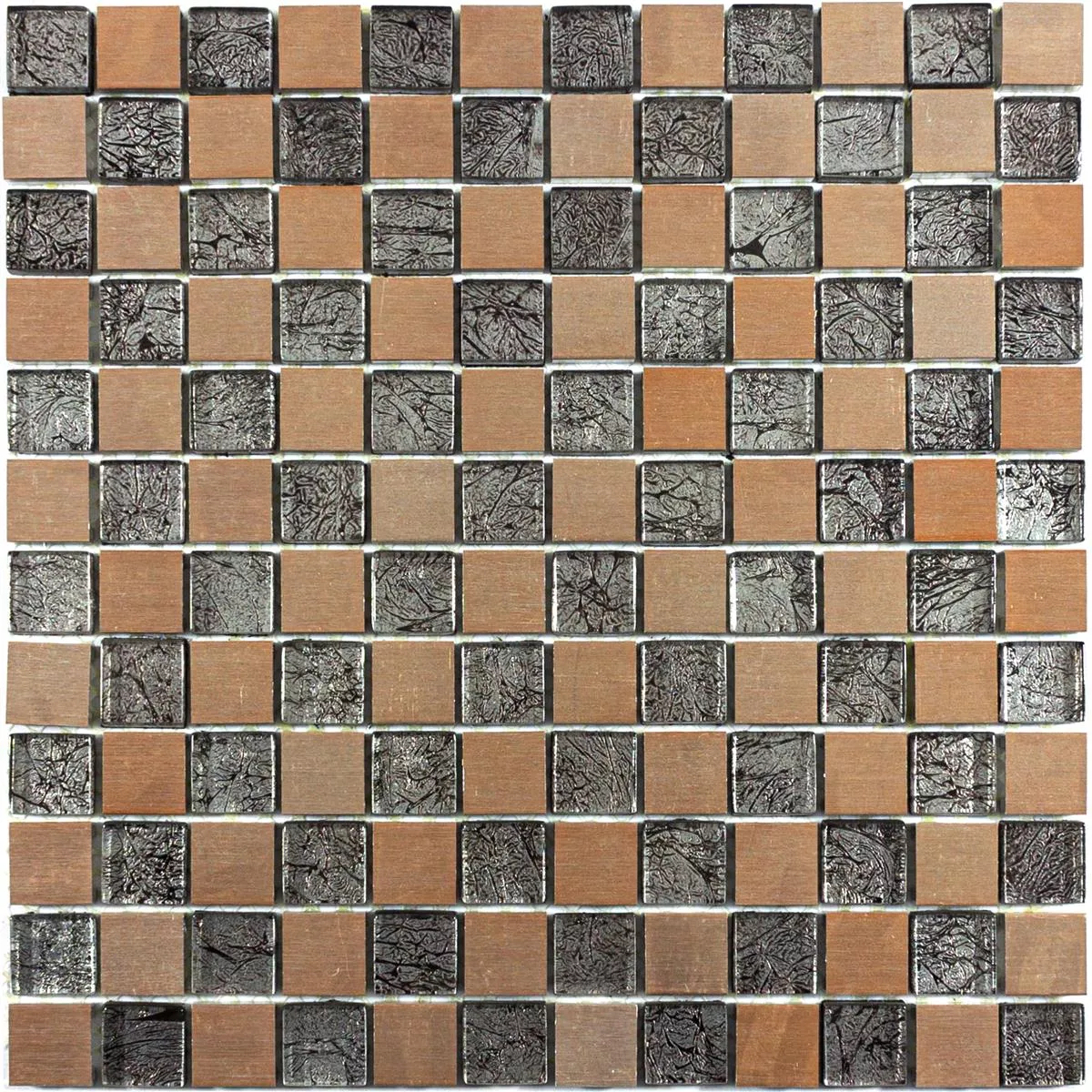 Staklo Aluminij Mozaik Pločice Eldorien Bakar-Siva