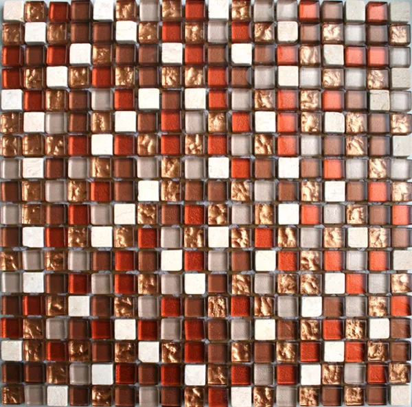 Mozaik Pločice Staklo Mramor 15x15x8mm Crvena Mix