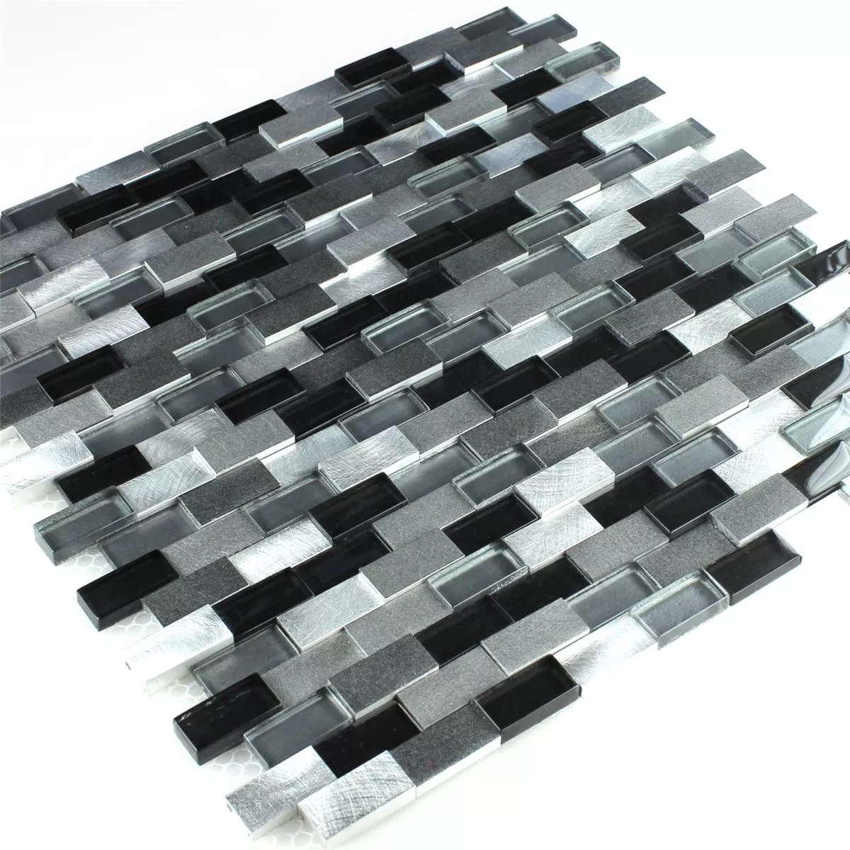 Uzorak Mozaik Pločice Aluminij Staklo Design D Crna Srebrna