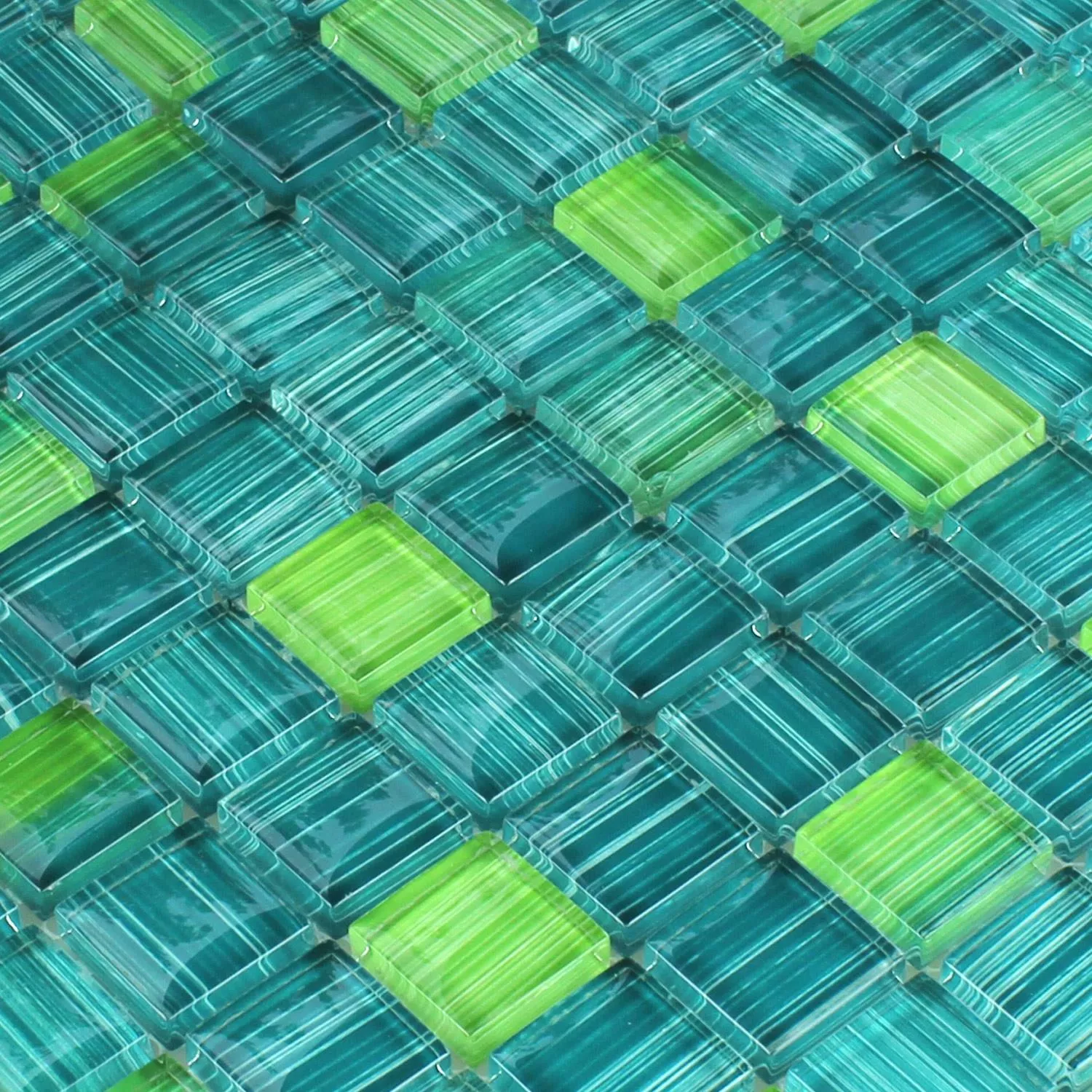 Mozaik Pločice Prugast Staklo Kristal Iscrtkano Zelena