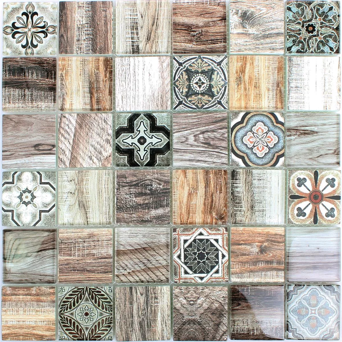 Uzorak Stakleni Mozaik Pločice Imitacija Drva Makarska Smeđa