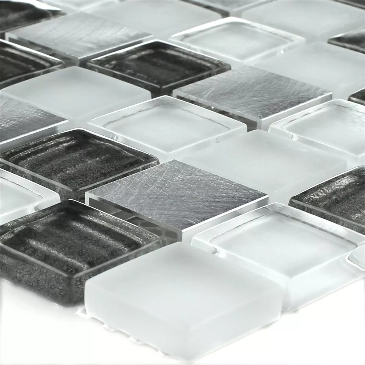 Mozaik Pločice Staklo Aluminij Srebrna Siva