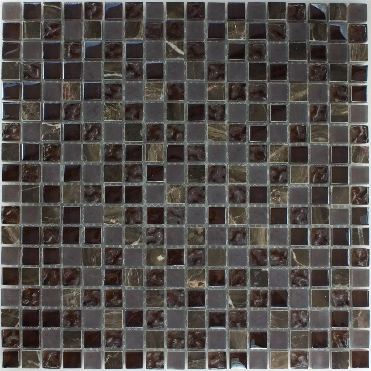 Mozaik Pločice Staklo Mramor Mix Sintra Smeđa 15x15x8mm