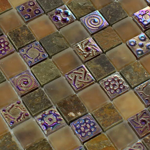 Uzorak Mozaik Pločice Staklo Vapnenac Mramor Phoenix Smeđa