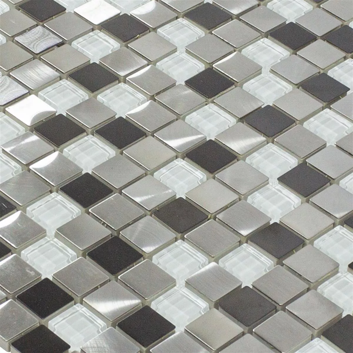Staklo Metal Čelik Mozaik Pločice Stella Bijela Srebrna