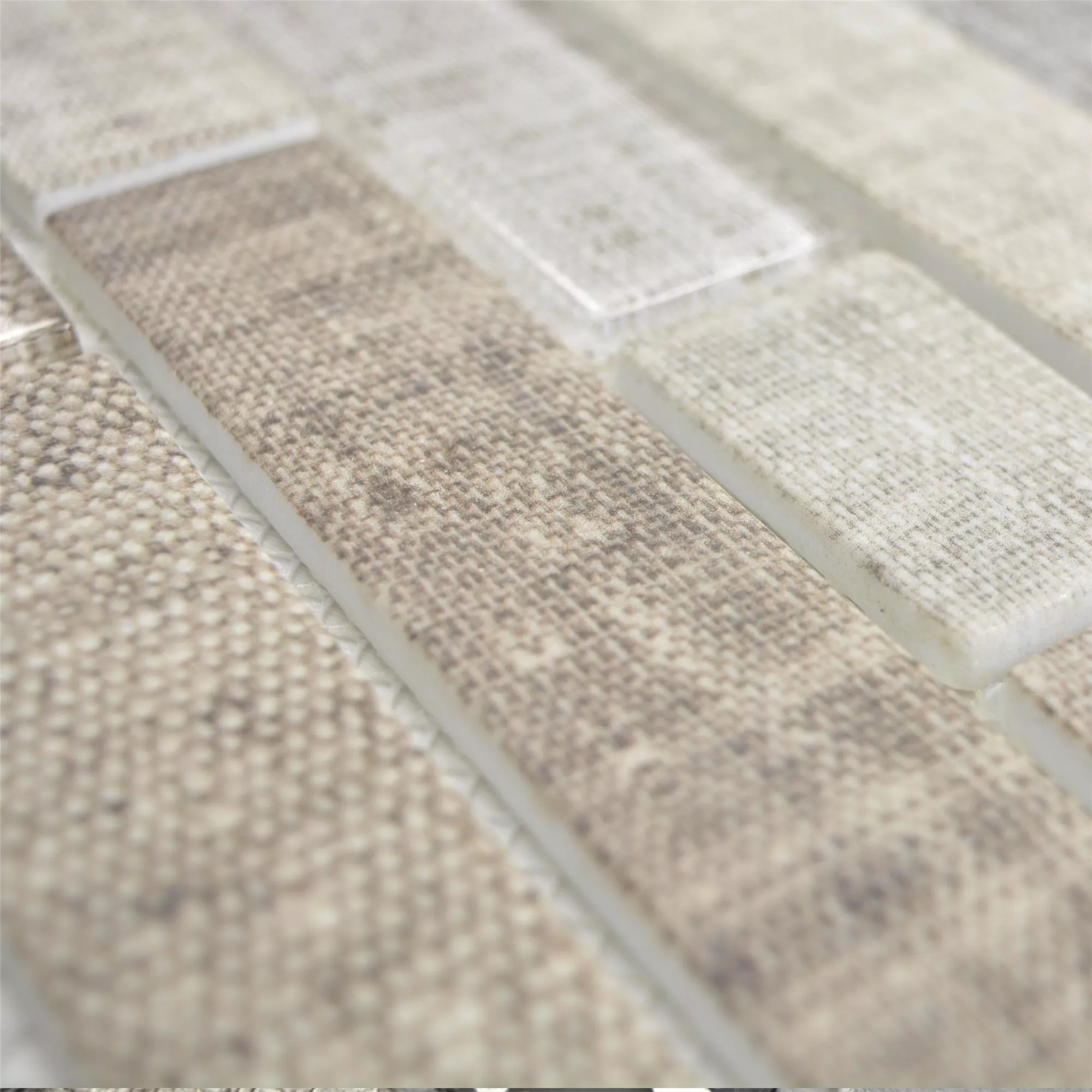 Uzorak Stakleni Mozaik Pločice Lyonel Tekstil Izgled, Imitacija Brick Bež