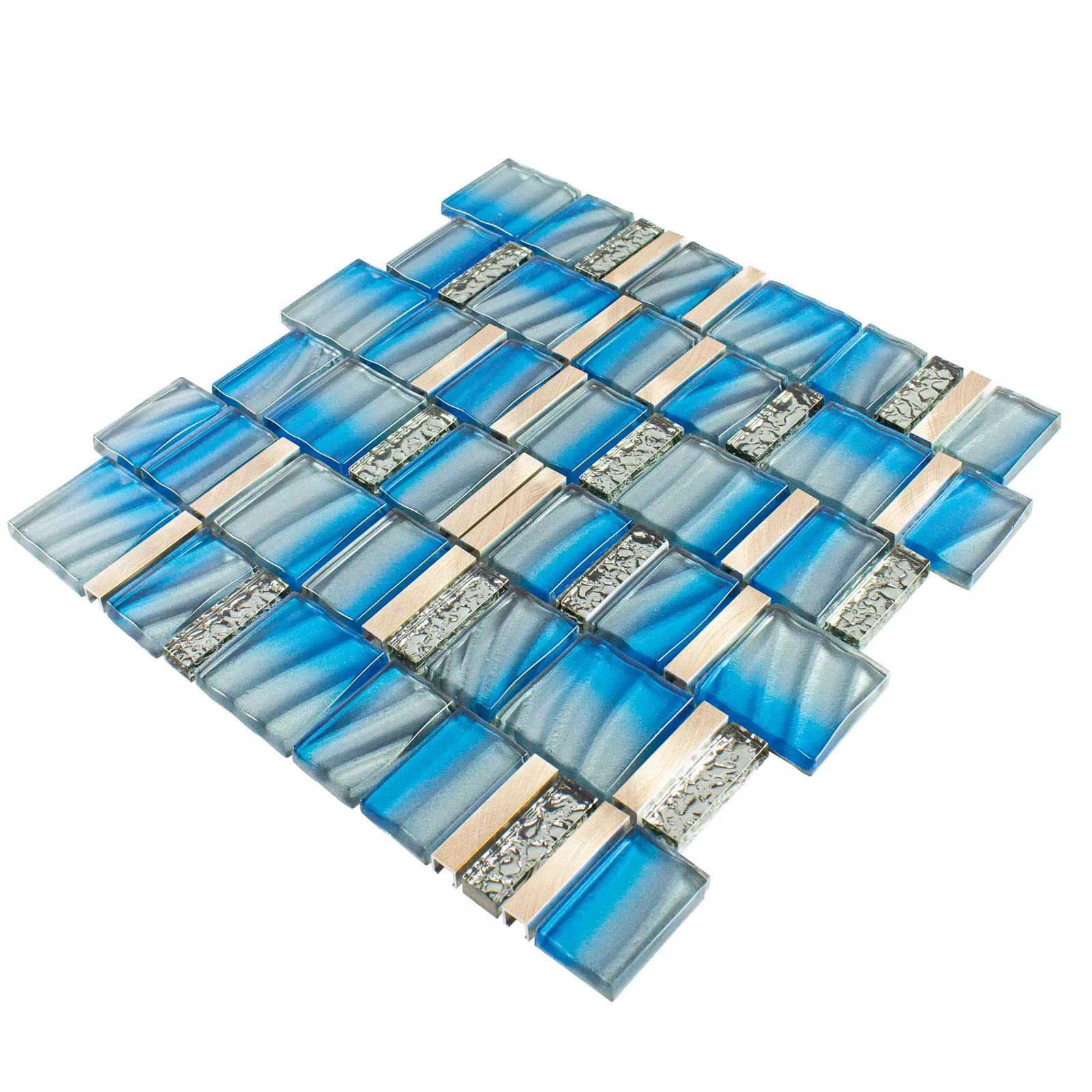 Staklo Metal Mozaik Pločice Union Plava Bakar
