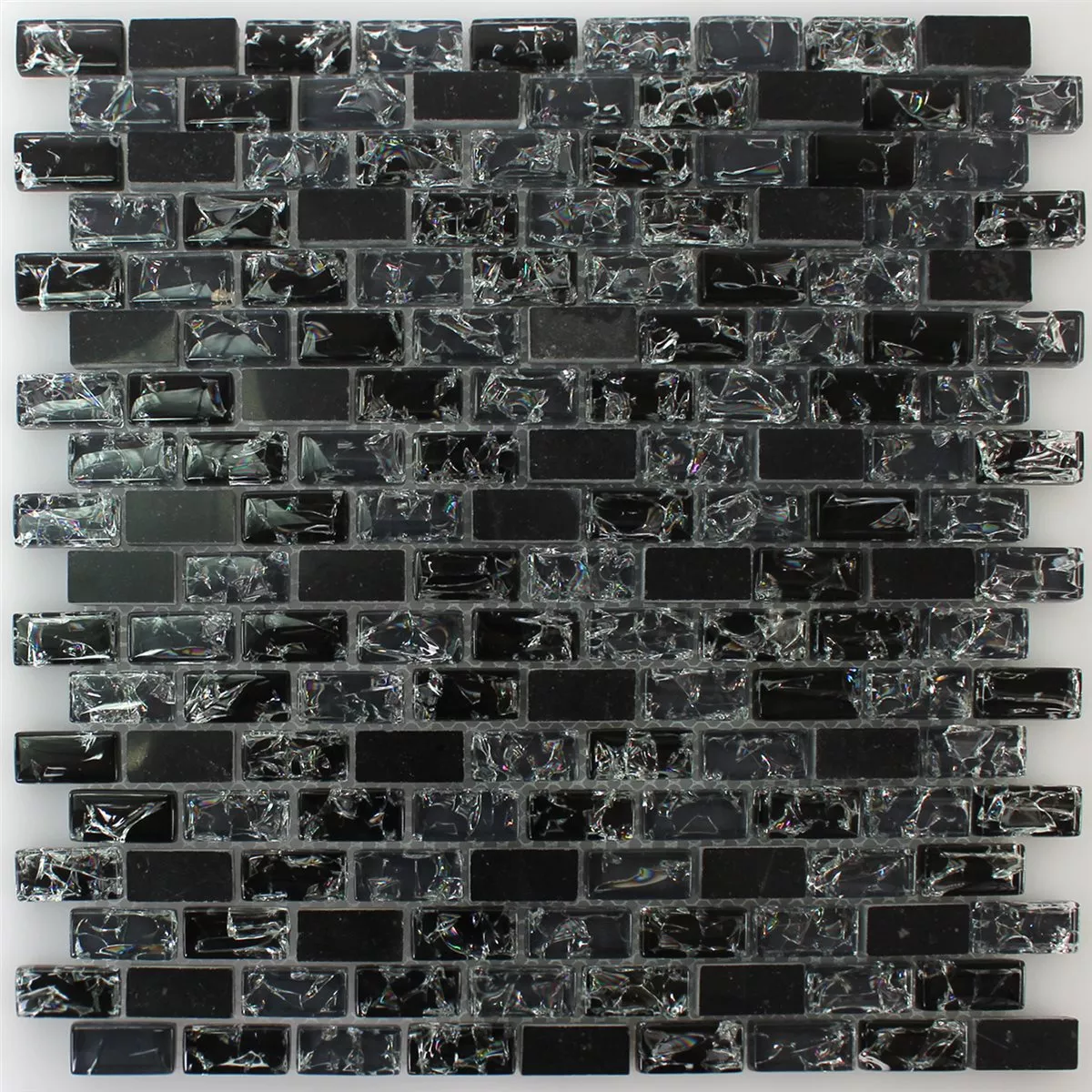 Mozaik Pločice Staklo Prirodni Kamen Bricks Stakleni Krš Crna