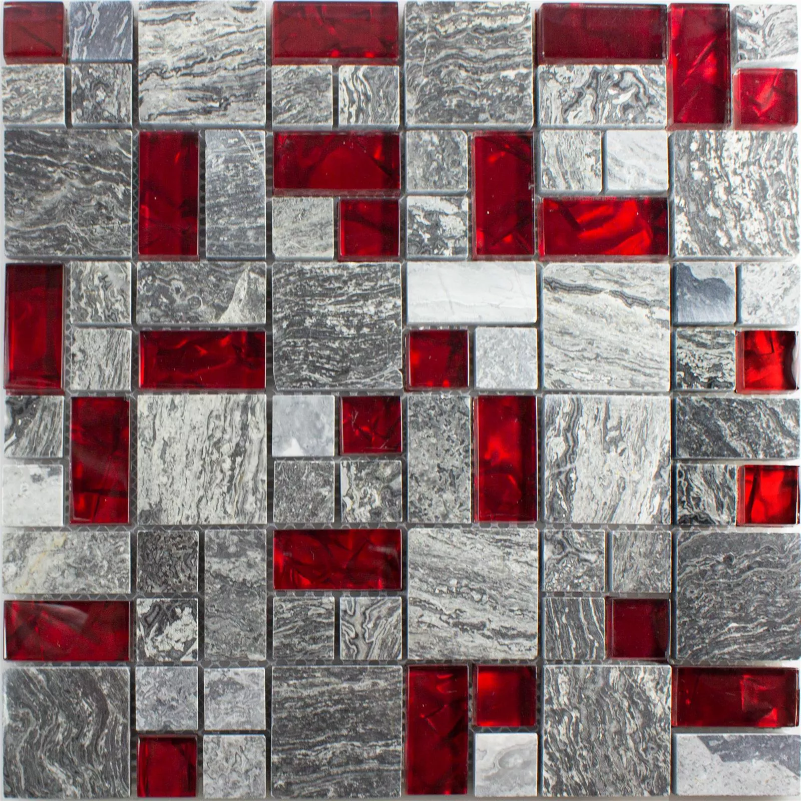 Uzorak Stakleni Mozaik Pločice Od Prirodnog Kamena Manavgat Siva Crvena ix