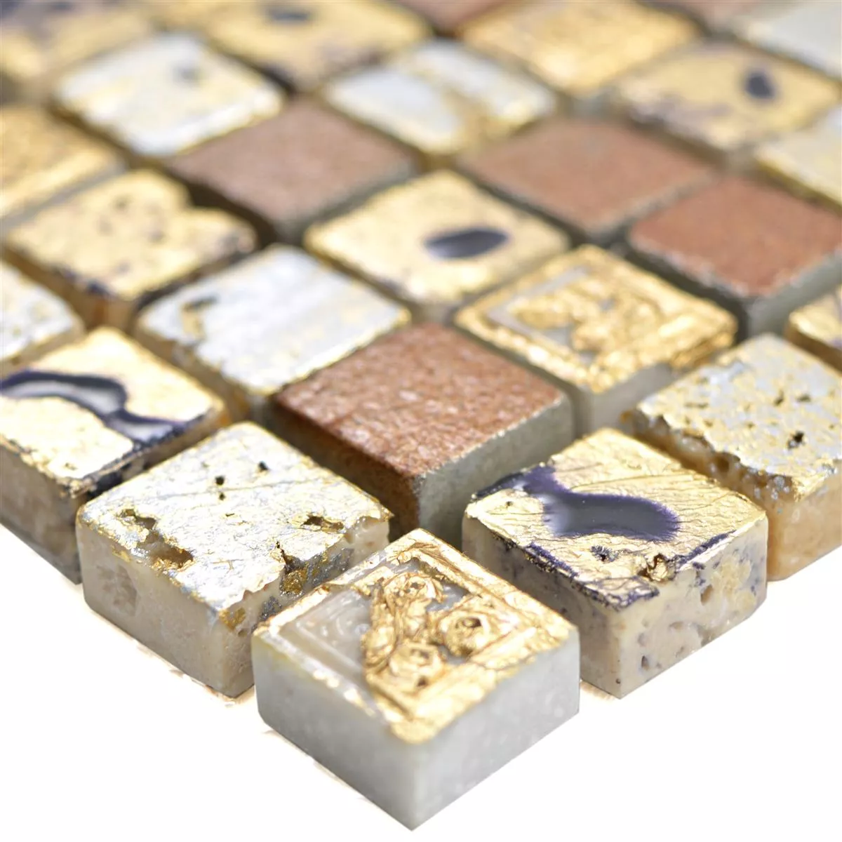 Prirodni Kamen Smola Mozaik Pločice Lucky Zlatna Bronca