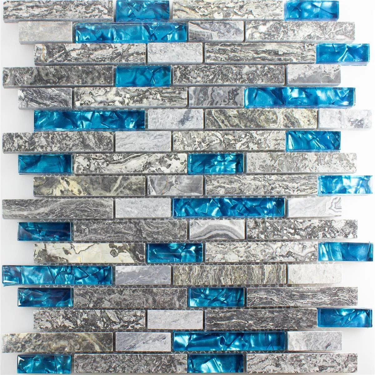 Uzorak Stakleni Mozaik Pločice Od Prirodnog Kamena Manavgat Siva Plava Brick