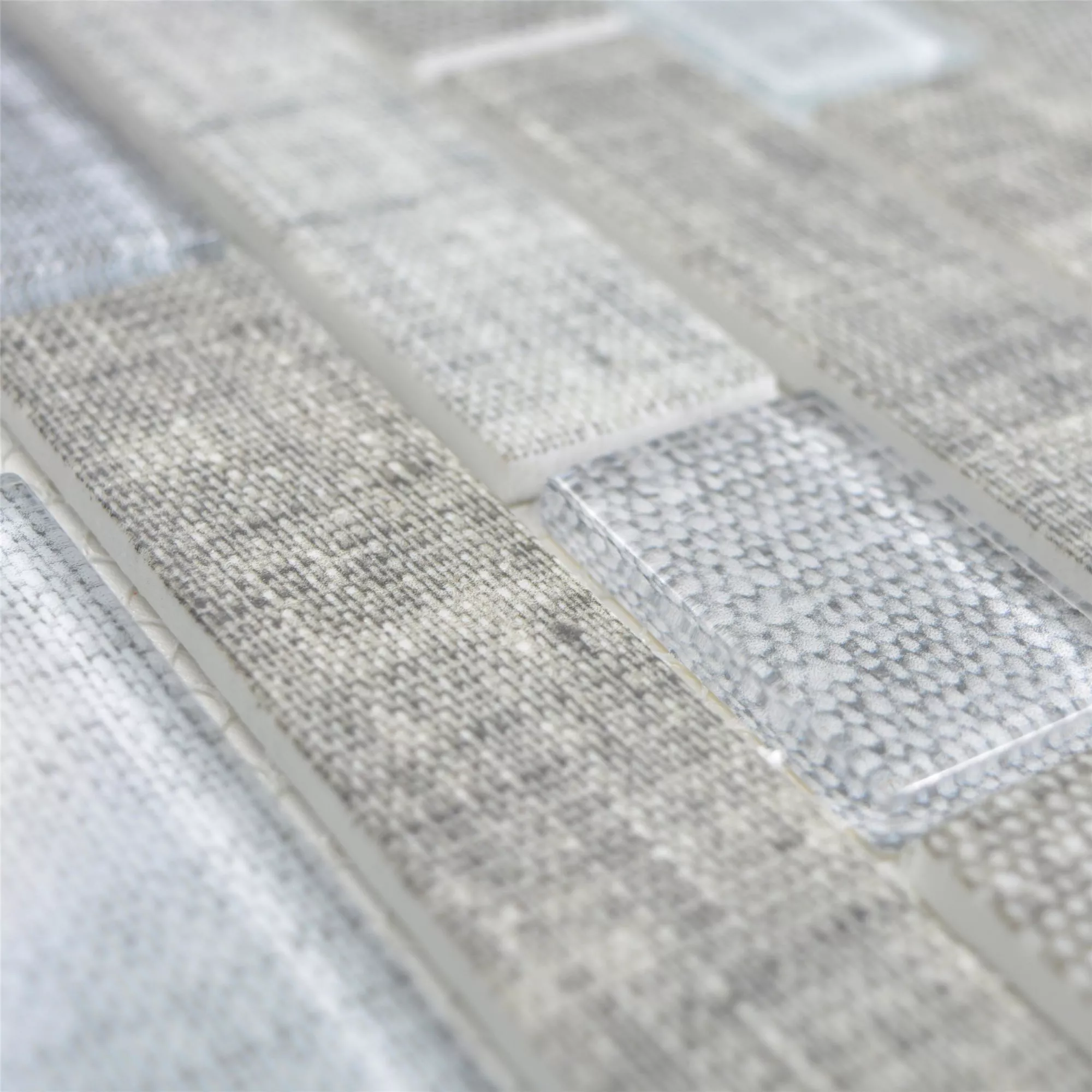 Uzorak Stakleni Mozaik Pločice Lyonel Tekstil Izgled, Imitacija Brick Siva