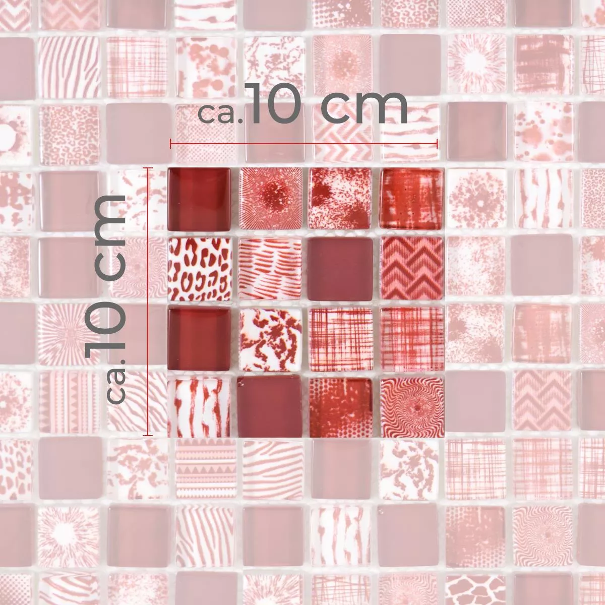Uzorak Stakleni Mozaik Pločice Cornelia Retro Izgled Crvena