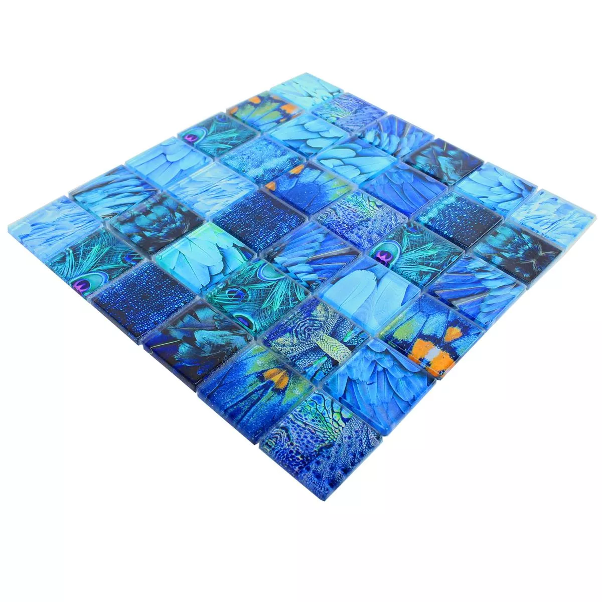 Stakleni Mozaik Pločice Peafowl Plava
