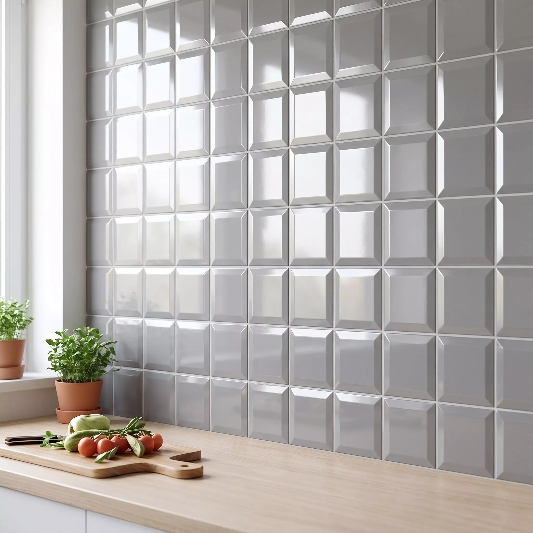 Metro pločica Siva Sjajne 10x10 cm Faceta Catarina Gris