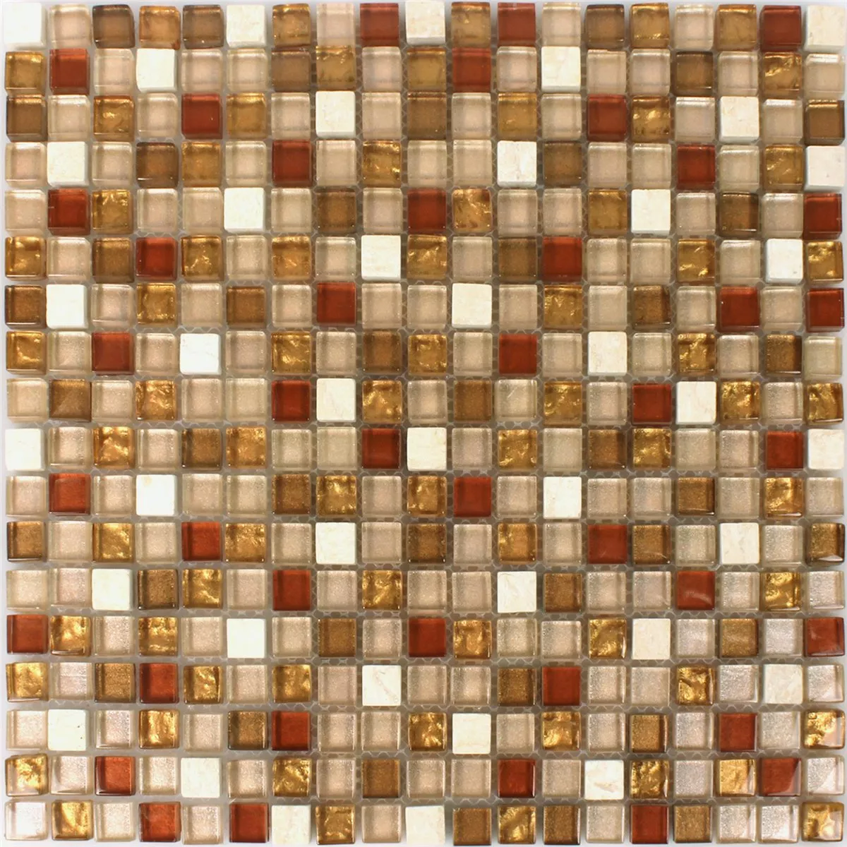 Mozaik Pločice Staklo Prirodni Kamen Mix Oker Zlatna