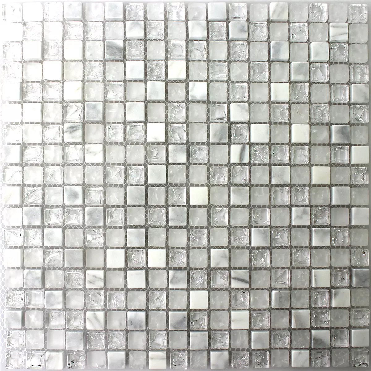 Mozaik Pločice Staklo Prirodni Kamen Lomljen Bijela Efekt