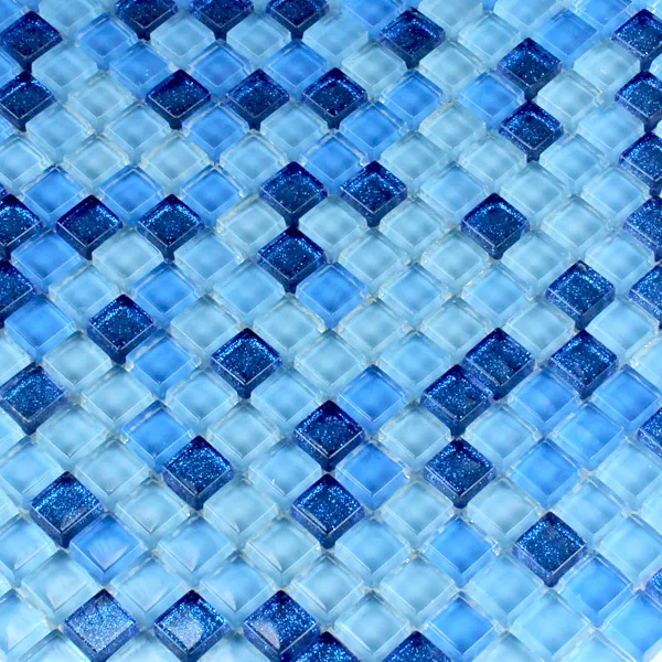 Stakleni Mozaik Pločice Plava Šljokice 15x15x8mm