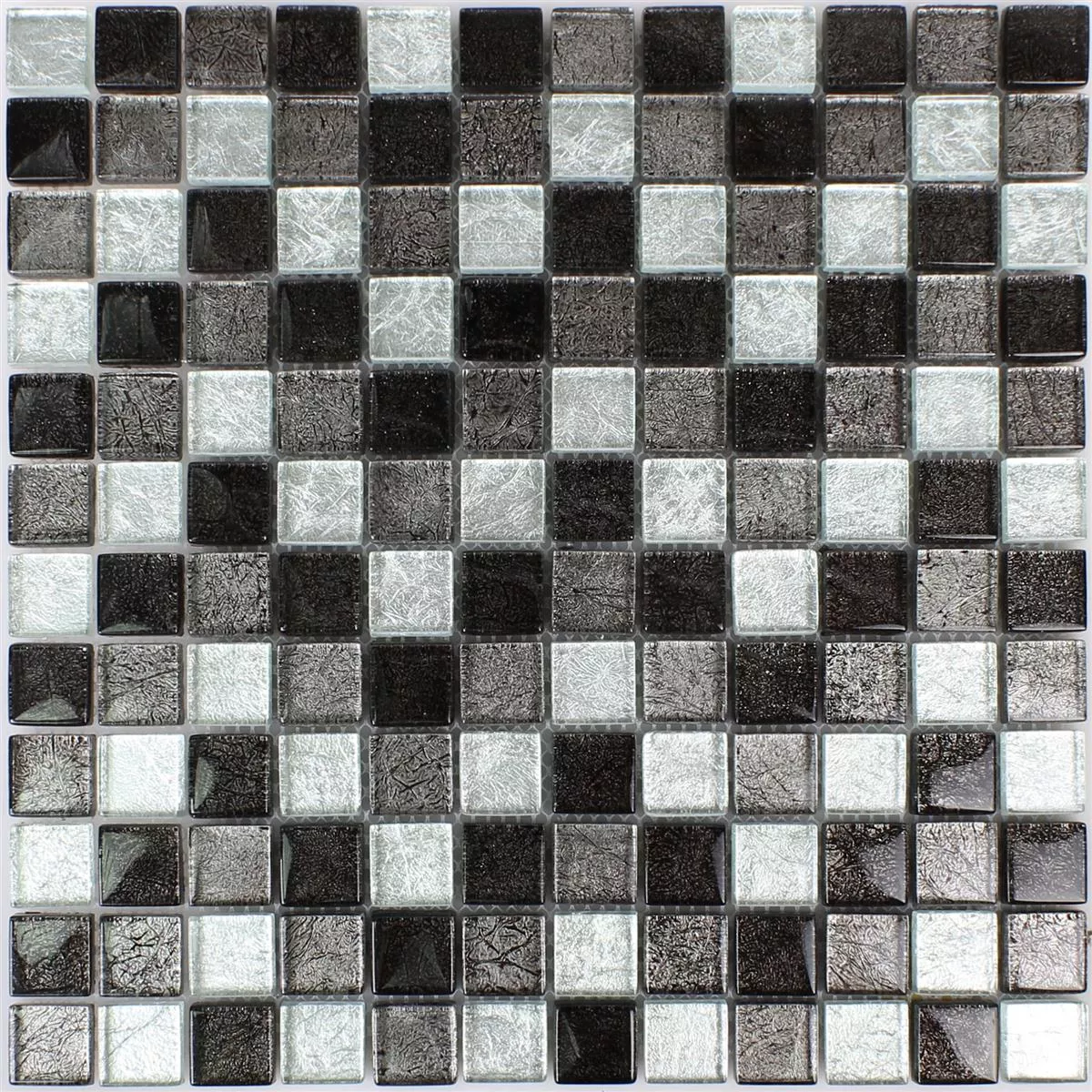 Stakleni Mozaik Pločice Curlew Crna Srebrna 23
