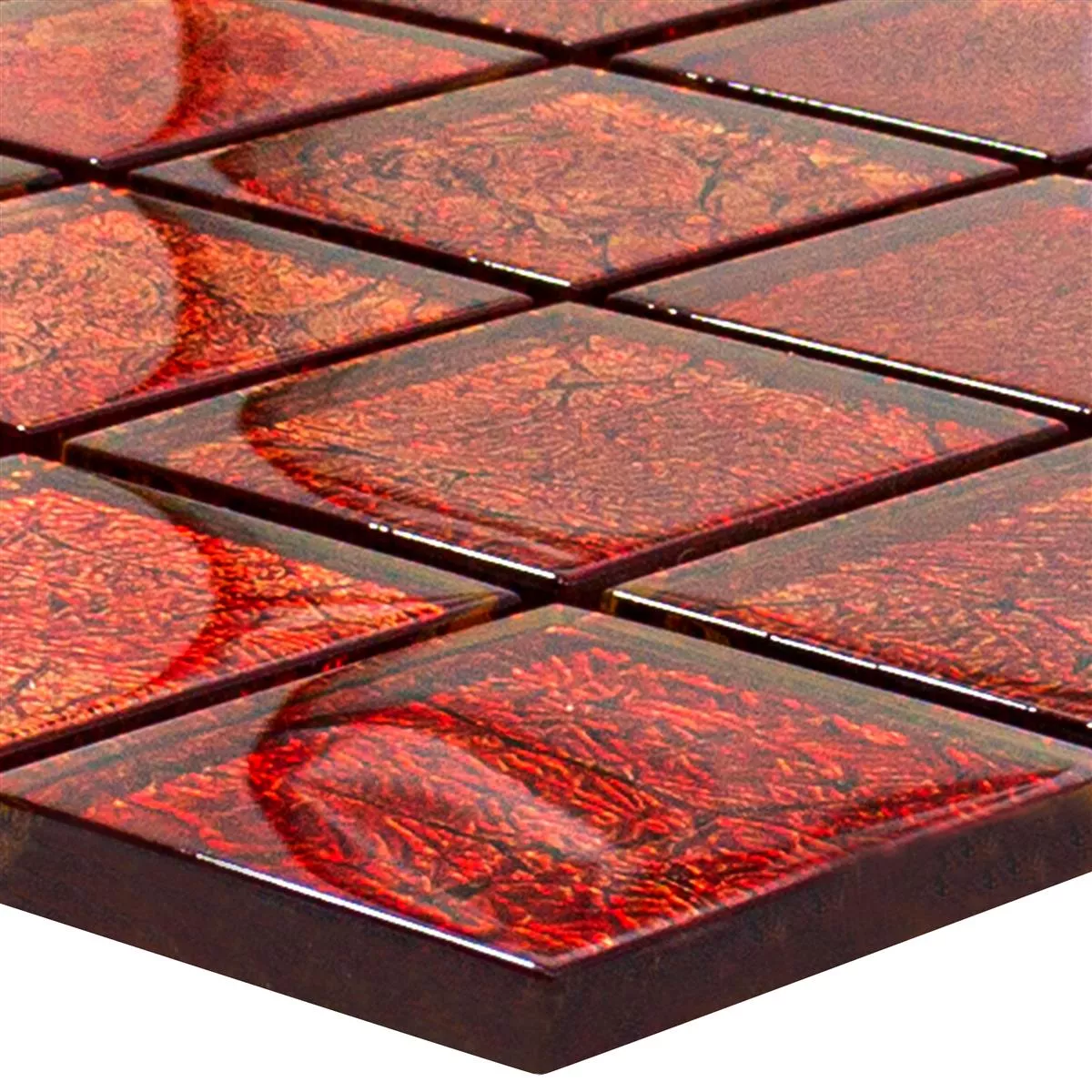 Stakleni Mozaik Pločice Seraphina Crvena Kvadrat 47