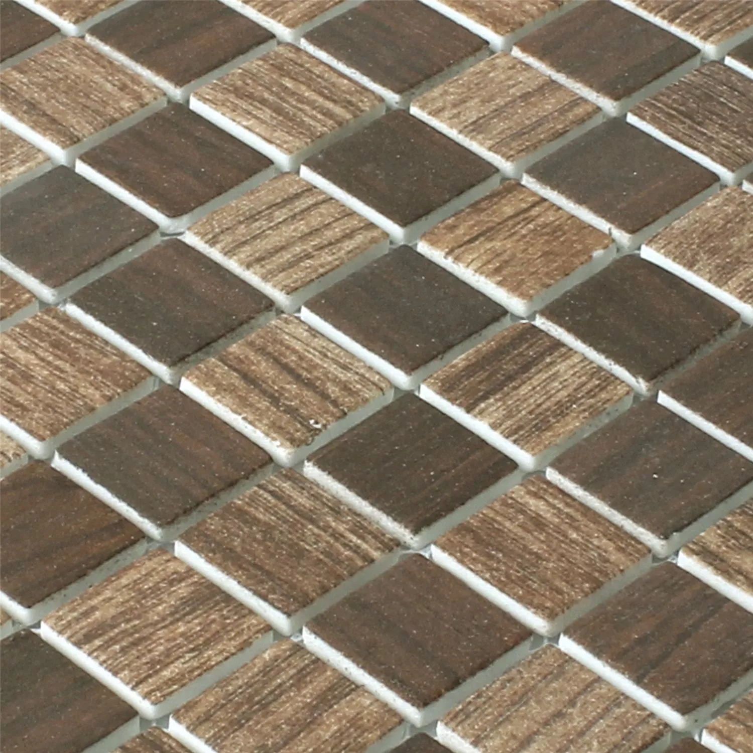 Mozaik Pločice Staklo Valetta Struktura Drveta Tamnosmeđa